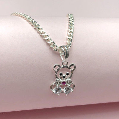 Dây Chuyền, Vòng Cổ Trẻ Em Bạc Ta Hình Mặt Gấu Xinh Chính Hãng Bạc Hiểu Minh DTE071