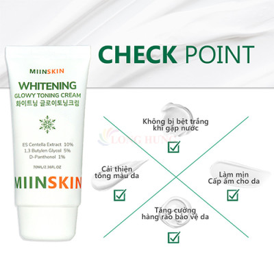 Kem dưỡng trắng nâng tông MIINSKIN Whitening Glowy Toning Cream (70ml) - Hàng chính hãng