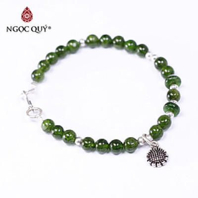 Vòng tay đá Diopside phối charm hoa hướng dương size hạt 5mm mệnh hỏa, mộc - Ngọc Quý Gemstones