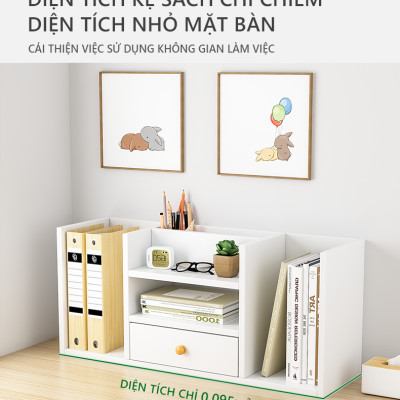 Kệ sách gỗ để bàn đa năng có hộc để đồ thương hiệu IGA - GP258