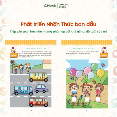 Sách toán cho bé, Phát triển tiềm năng toán học cho trẻ - Toán  học cho trẻ mẫu giáo - Lớp chồi 1 (Tái Bản 2021)- 2HBookss