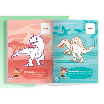 Sách - Con Tô Màu - Thám Hiểm Thế Giới Khủng Long (24 Stickers) - Megabook