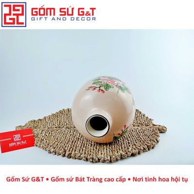 Lọ hoa dáng đèn lồng miệng nhỏ vẽ chim hoa phù dung Gốm Sứ G&T