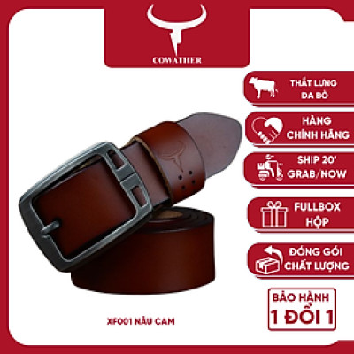 Thắt Lưng Da Bò Chính hãng COWATHER XF001 Nâu Vàng
