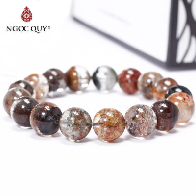 Vòng tay trơn đá thạch anh ưu linh đa sắc size hạt 13mm - Ngọc Quý Gemstones