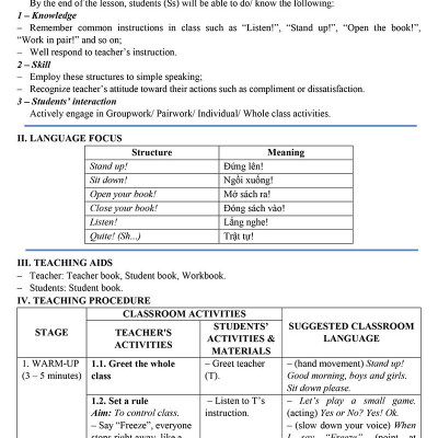 Thiết Kế Bài Giảng Tiếng Anh Lớp 3 - Tập 1