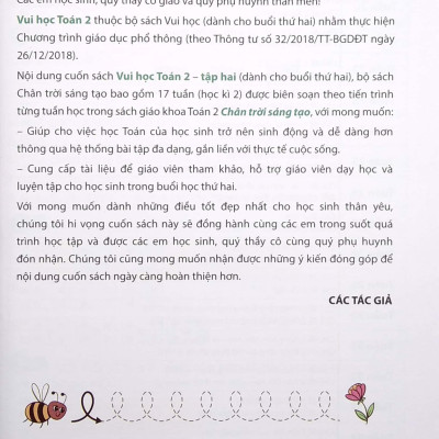 Vui Học Toán Lớp 2 - Tập 2 (Dành Cho Buổi Thứ Hai - Bộ Sách Chân Trời Sáng Tạo) (Tái Bản 2022)