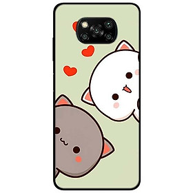Ốp lưng dành cho Xiaomi Poco X3 mẫu Hai Chú Mèo Trái Tim Đỏ