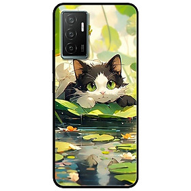 Ốp lưng cho Vivo V23e - Y31 - Y51 - Y55 - Y55s - Y55 2022 - Mèo Tam Thể Lá Sen - Hàng Chính Hãng
