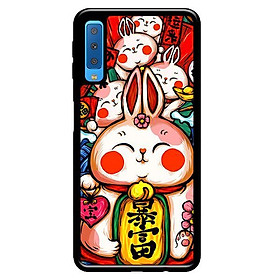 Ốp in cho Samsung Galaxy A7 2018 Thỏ Trắng Má Đỏ - Hàng chính hãng