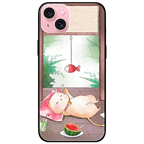 Ốp lưng dành cho Iphone 15 - Iphone 15 Plus - Iphone 15 Pro - Iphone 15 Pro Max - Mèo Nằm Chờ Cá - Hàng Chính Hãng