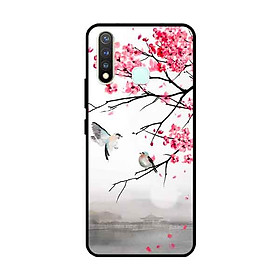 Ốp Lưng in cho Vivo Vivo Y19 /U3 /Y5s /U20 Mẫu Chim Nền Anh Đào - Hàng Chính Hãng