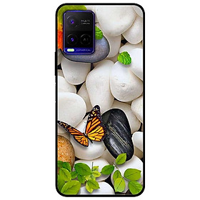 Ốp lưng dành cho Vivo Y21 - Vivo Y21s mẫu Sỏi Trắng và Bướm