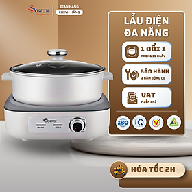 Nồi Lẩu Điện SOWUN SW6023 5L Hàng Chính Hãng, Đế Tách Rời Chống Dính Có Thể Chiên Xào Nấu Hoặc Dùng Để Ăn Lẩu