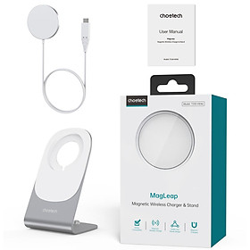 Sạc không dây Choetech T518 Mag-safe  dùng cho I-phone và tai nghe có chuẩn sạc QI (hàng chính hãng)