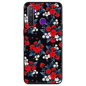 Ốp lưng in cho Realme 5 Mẫu Hồng Đỏ Nền Đen