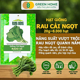 Hạt Giống Rau Cải Ngọt Greenhome, Gói 20g~6000 hạt, Dễ Trồng Quanh Năm, Nảy Mầm Cao, Thu Hoạch Nhanh, Năng Suất Cao R03