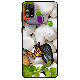 Ốp lưng dành cho Samsung Galaxy M31 mẫu Sỏi Trắng và Bướm