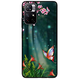 Ốp lưng dành cho Xiaomi Redmi Note 11 5G - Redmi Note 11T - Redmi Note 11S - Bướm Và Hoa Đỏ