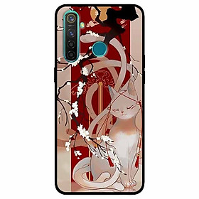Ốp lưng in cho Realme 5 Pro Mẫu Mèo Cành Hoa Đào