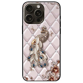 Ốp lưng dành cho Iphone 15 - Iphone 15 Plus - Iphone 15 Pro - Iphone 15 Pro Max - Chim Công Nền Da - Hàng Chính Hãng