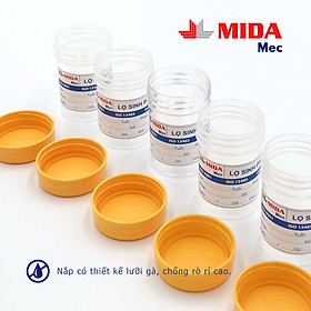 Lọ sinh phẩm MidaMec không gá 40ml PP đóng gói 100 lọ/bao - Nắp Vàng