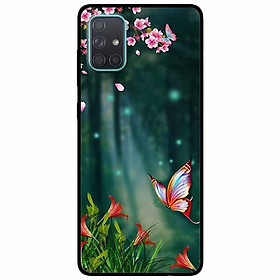 Ốp lưng dành cho Samsung A51 mẫu Bướm Và Hoa Đỏ