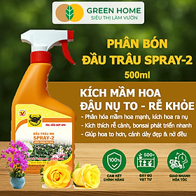 Phân Bón Lá Đầu Trâu Spray-2 Greenhome, Bình Điền, Chai 500ml, Kích Thích Ra Hoa, Chuyên Lan Và Hoa