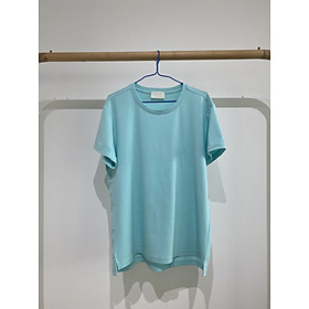Áo phông trơn cổ tròn tay gập unisex