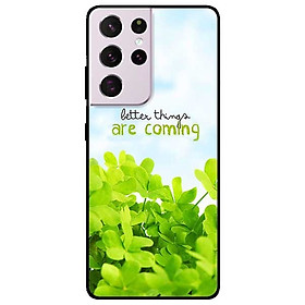 Ốp lưng dành cho Samsung Galaxy S21 Ultra mẫu Cỏ Xanh Và Chữ