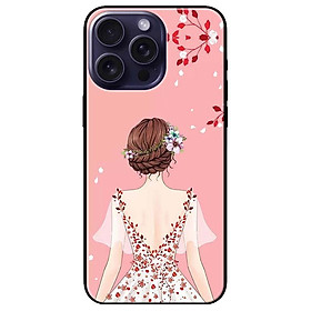 Ốp lưng dành cho Iphone 15 - Iphone 15 Plus - Iphone 15 Pro - Iphone 15 Pro Max - Cô Gái Váy Hồng Nền Hồng - Hàng Chính Hãng