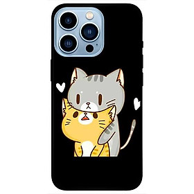 Ốp lưng dành cho Iphone 13 Mini - Iphone 13 - Iphone 13 Pro -  Iphone 13 Pro Max - Hai Chú Mèo Ôm Nền Đen