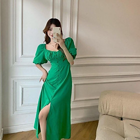 Đầm maxi xẻ tà tay phồng sang chảnh - Form dáng chuẩn, nhiều size và màu thích hợp mặc đi biển, du lịch hay dạo phố