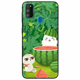 Ốp lưng dành cho Samsung M30s mẫu Hai Chú Mèo Ăn Dưa