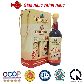 Nước mắm Khải Hoàn Phú Quốc 40-43 độ đạm Xách 2 chai thủy tinh 520ml