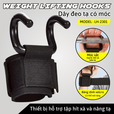 Dây Quấn cổ tay Có Móc 2300 - 2301 Nâng Tạ,Tập Xà Đơn Chính hãng  - Hỗ trợ kéo xà, tập lưng, SỈ, LẺ