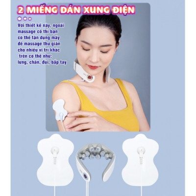 Máy massage cổ xung điện Nikio NK-131 - 8 điện cực, 2 miếng dán, HDSD bằng giọng nói