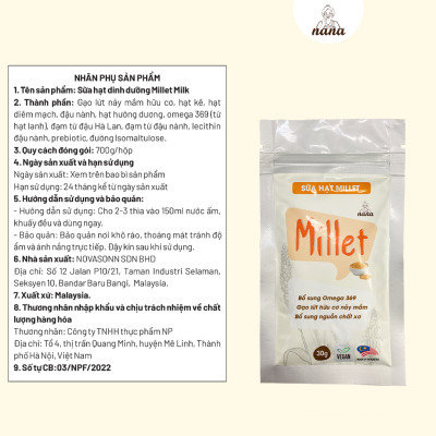 Sữa Hạt Gạo Lứt Hữu Cơ Millet Gói 30g Vị Kê Nhập Khẩu Malaysia Cho Trẻ Từ 3 Tuổi & Cả Gia Đình Bổ Sung Dinh Dưỡng Vegan - 24grains