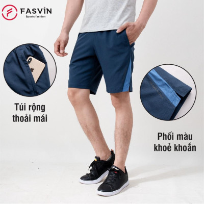 Quần Đùi Nam FASVIN Vải Gió Nhẹ Mát Hàng Nhà Máy Chất Lượng Cao Thể Thao Hay Mặc Nhà Q22508.HN