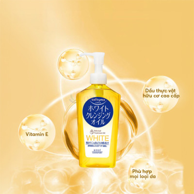Dầu tẩy trang Kosé Softymo White Cleansing Oil giúp dưỡng sáng da (230ml) - Hàng chính hãng