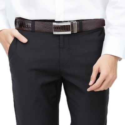 Dây nịt nam da đà điểu Huy Hoàng đan viền bản lớn màu nâu đất HC4462