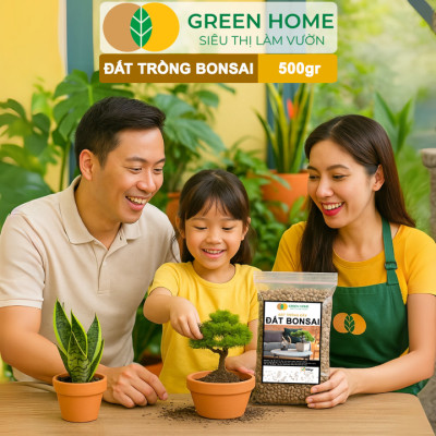 Đất Trồng Cây Bonsai Greenhome, Bao 500GR, Promix, Trộn Sẵn, Tiện Dụng, Giữ Ẩm Tốt, Thoáng Khí, Rễ Khoẻ, Thân To