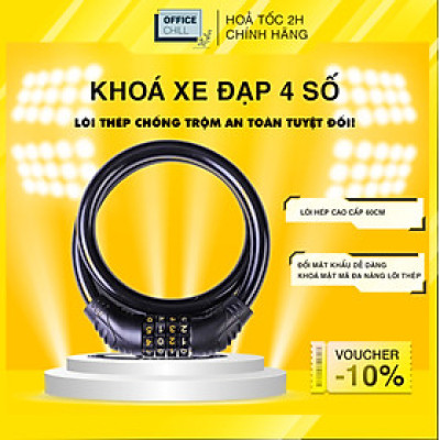 Khóa Xe Đạp OFFICE CHILL Khoá Dây Lõi Thép Mật Mã 5 Số Cao Cấp Chống Trộm Treo Yên Xe Đạp Thể Thao Bảo Hành 90 Ngày 