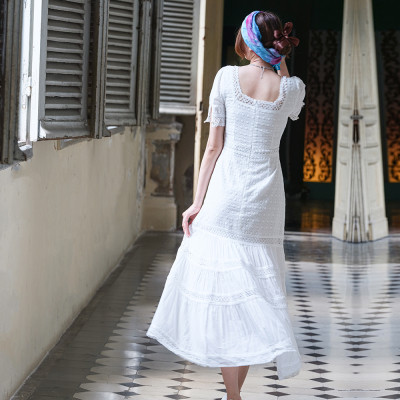 Đầm Maxi Trắng Đầm Maxi Đi Biển Thời trang thiết kế Hity DRE119 (Trắng Kim Cương)