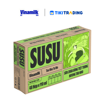 Sữa chua uống hương táo nho Vinamilk Susu - Thùng 48 hộp 110ml.