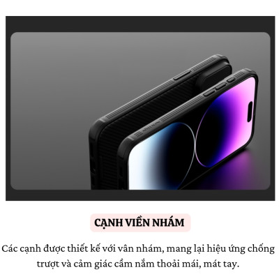 Ốp lưng chống sốc bảo vệ camera cho iPhone 16 / 16 Plus / 16 Pro / 16 Pro Max hiệu Nillkin Camshield - Viền dẻo TPU, đệm khí chống sốc, Lưng nhám PC - Hàng nhập khẩu