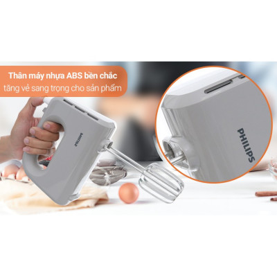 Máy đánh trứng, trộn bột cầm tay Philips HR3705, công suất 300W, 5 tốc độ, bảo hành 2 năm|Hàng Chính Hãng