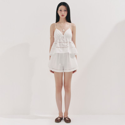 DOTTIE - Áo dây phối ren - Trắng - T1102