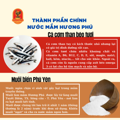 [Combo Quà Tết] 02 Nước mắm nhĩ cá cơm Hương Phú 40 độ đạm chai 510ml - truyền thống đặc biệt, thơm ngon
