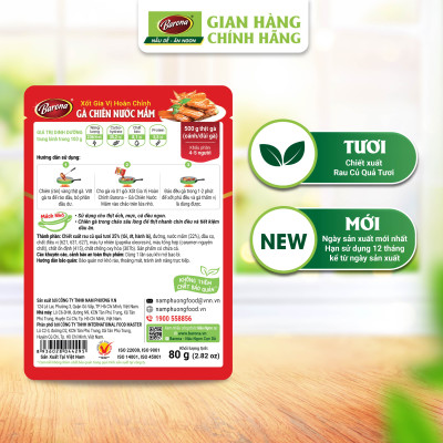 Combo 1 hộp (20 gói) Gia Vị Gà Chiên Nước Mắm Barona 80g ướp ngon chuẩn vị không cần nêm nếm